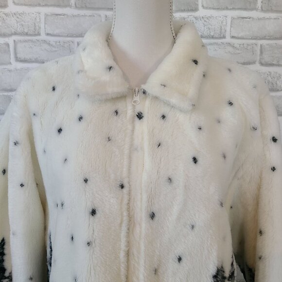 Vintage Andrea Faye Fleece Jacket Fleece Bears Winter Trees Cozy Zippered XXL - Picture 8 of 10